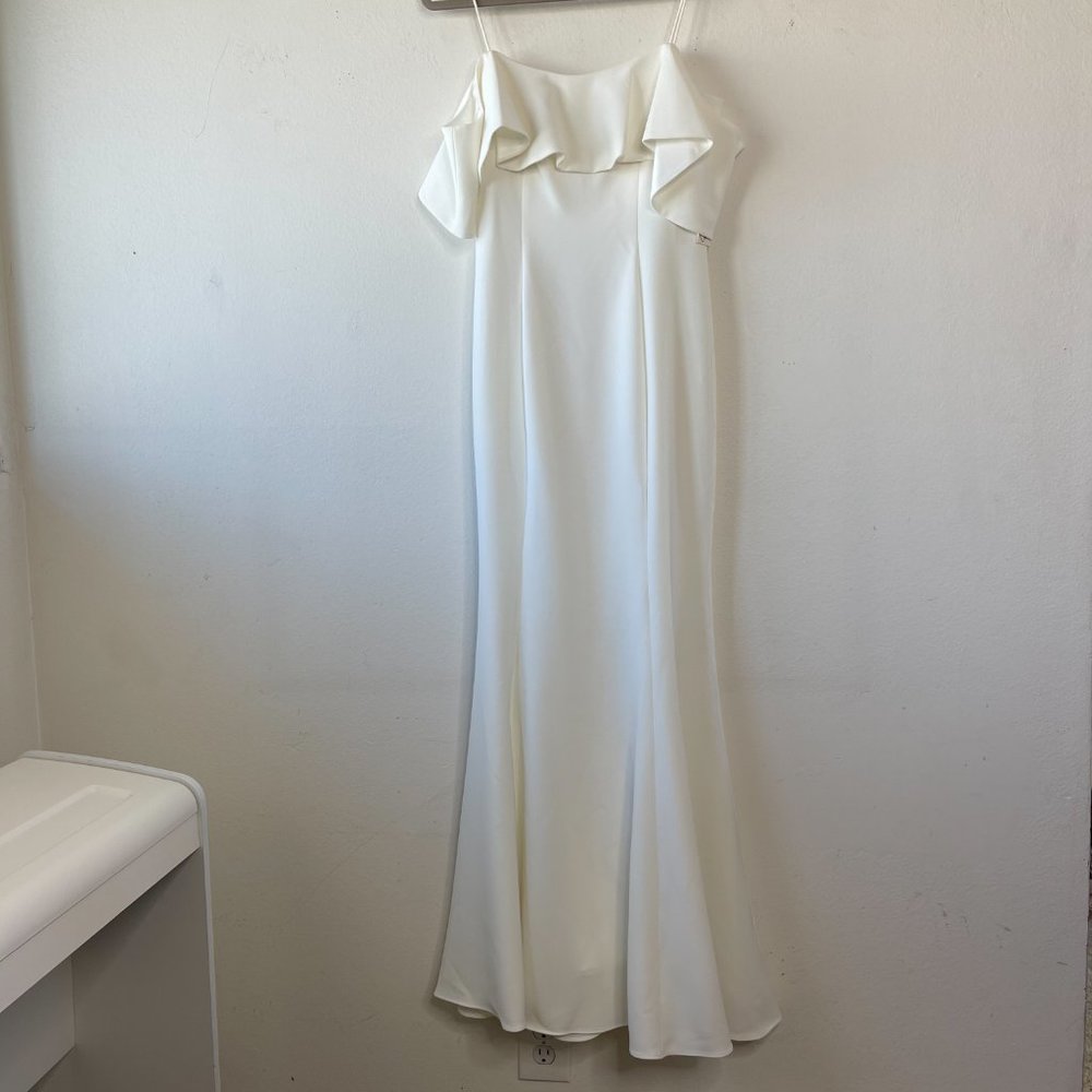 Eliza J Ruffle Cold Shoulder Gown